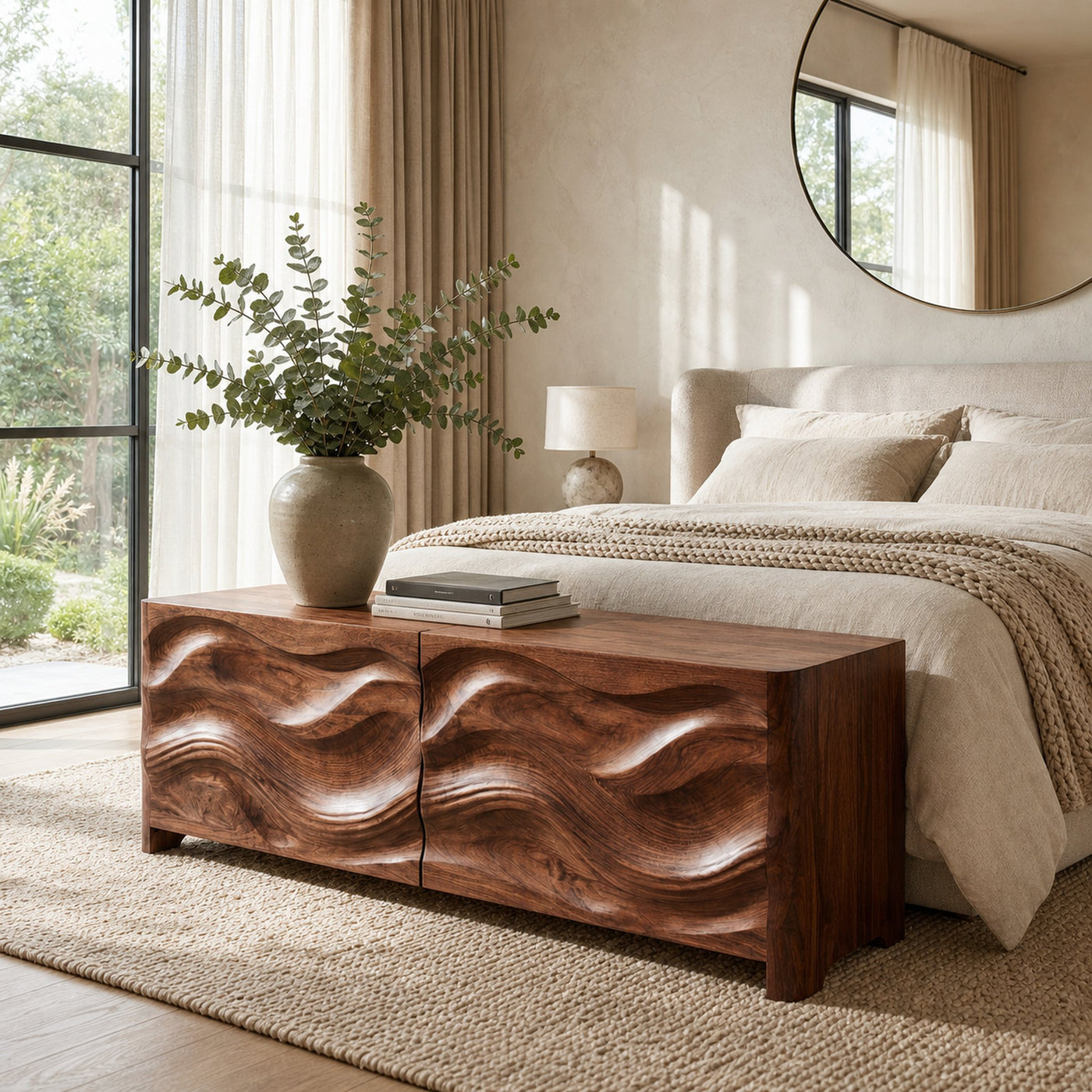 Contemporary Wooden Storage Bench For Bedroom Space - product view 7