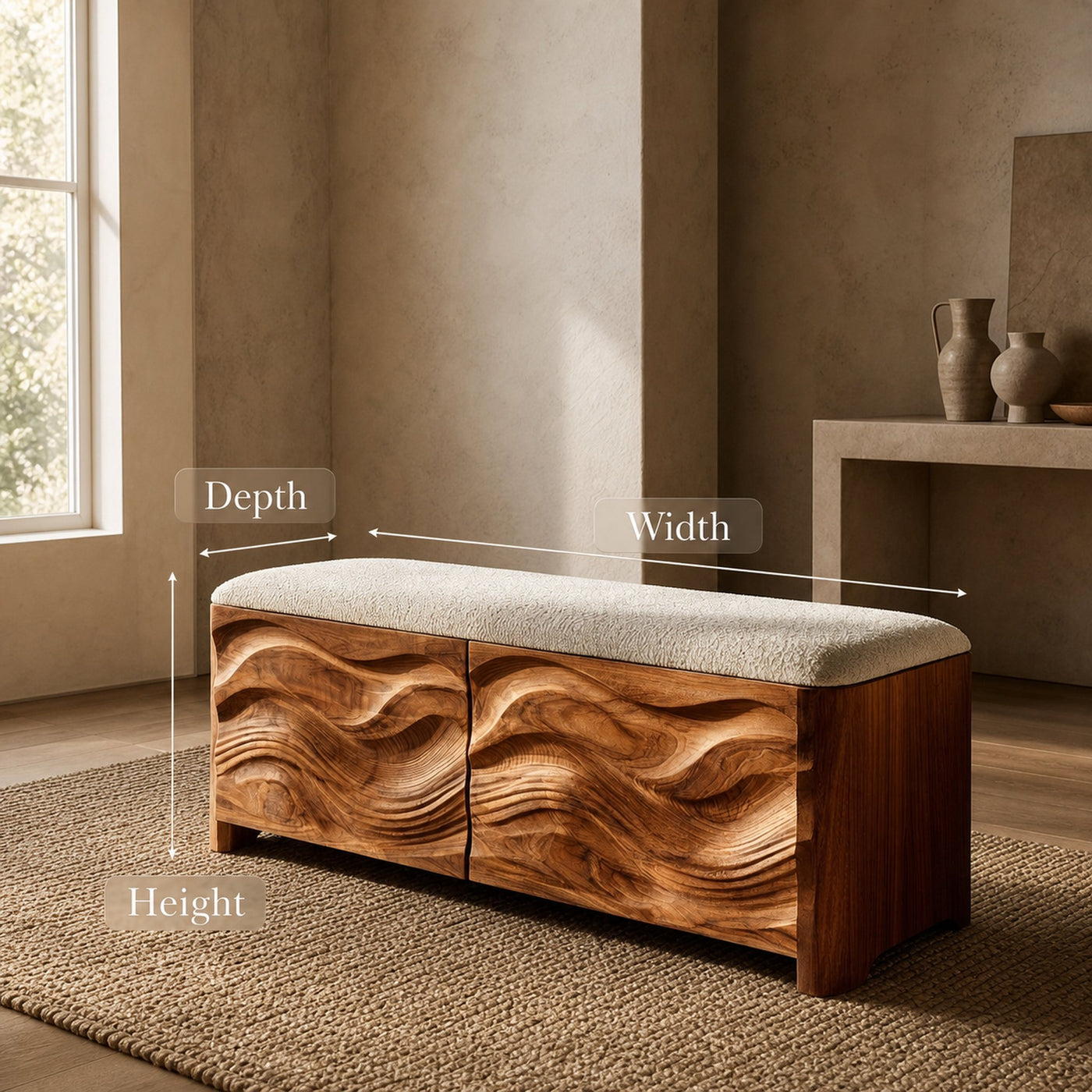 Contemporary Wooden Storage Bench For Bedroom Space - product view 8