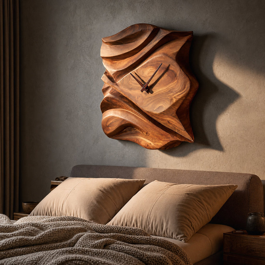 Contemporary Wooden Wall Clock For Bedroom Accent