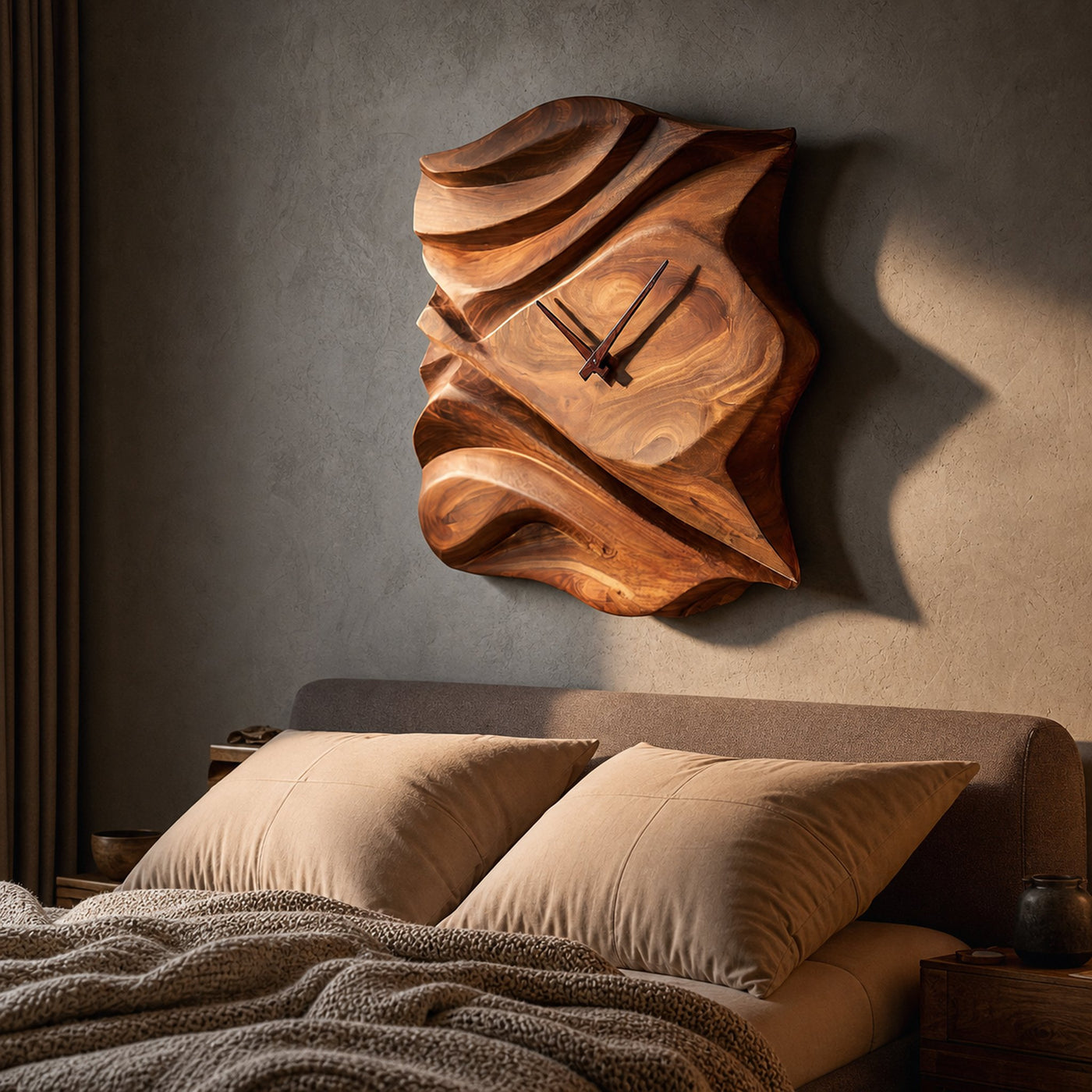 Contemporary Wooden Wall Clock For Bedroom Accent