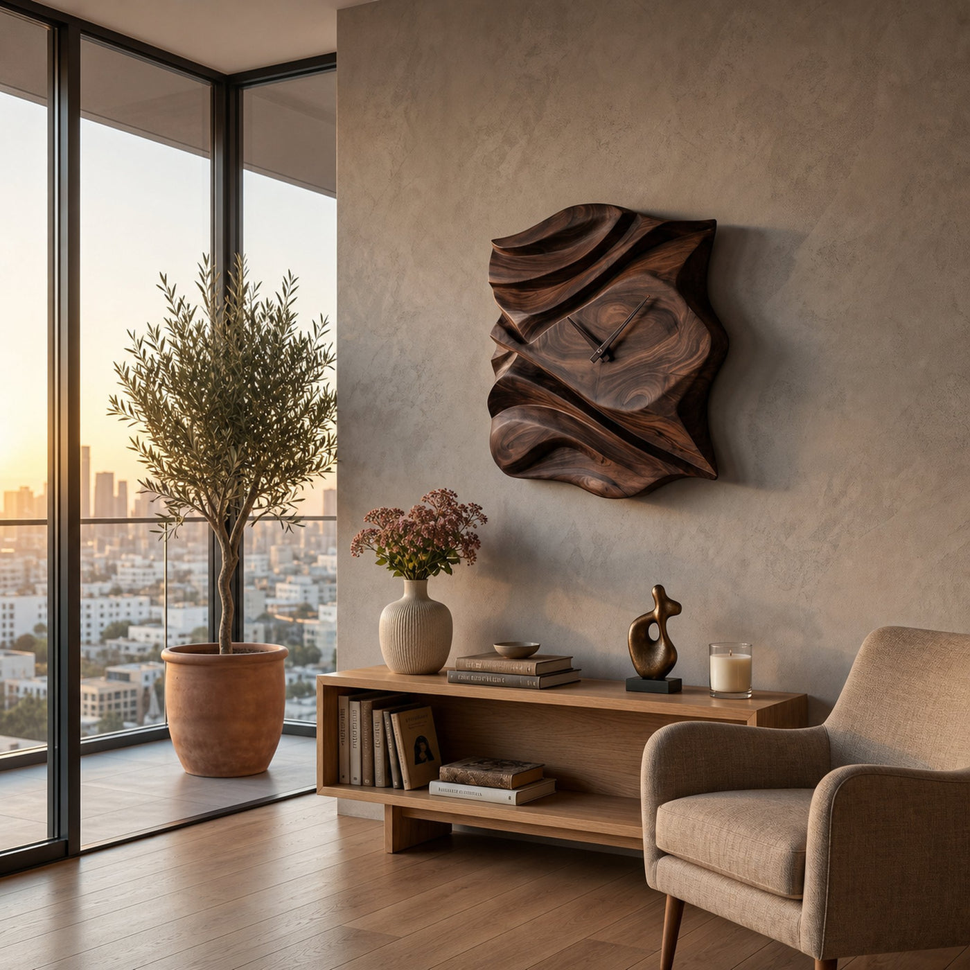 Contemporary Wooden Wall Clock For Bedroom Accent - product view 7