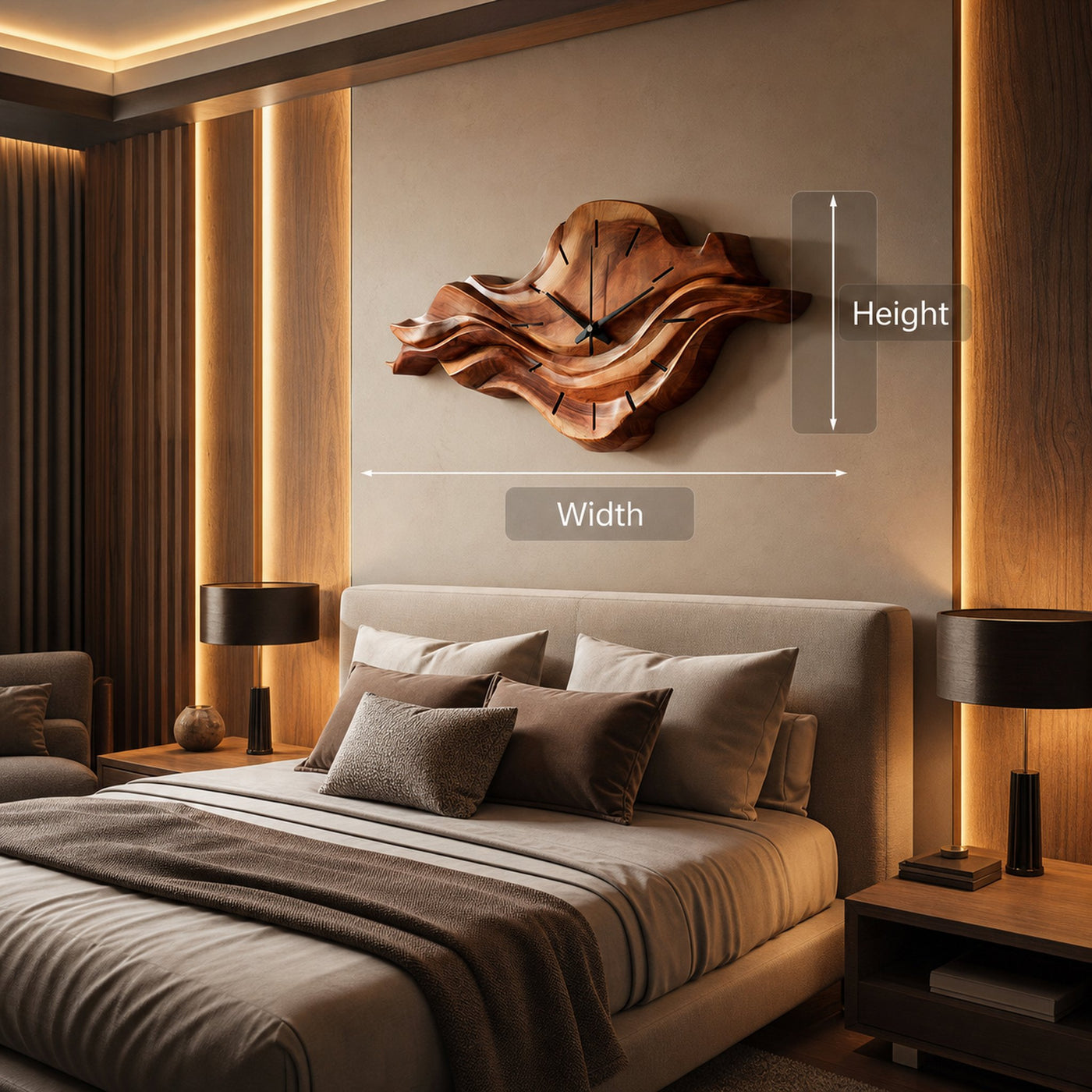 Contemporary Wooden Wall Clock With Unique Wave Sculpture For Home - product view 8