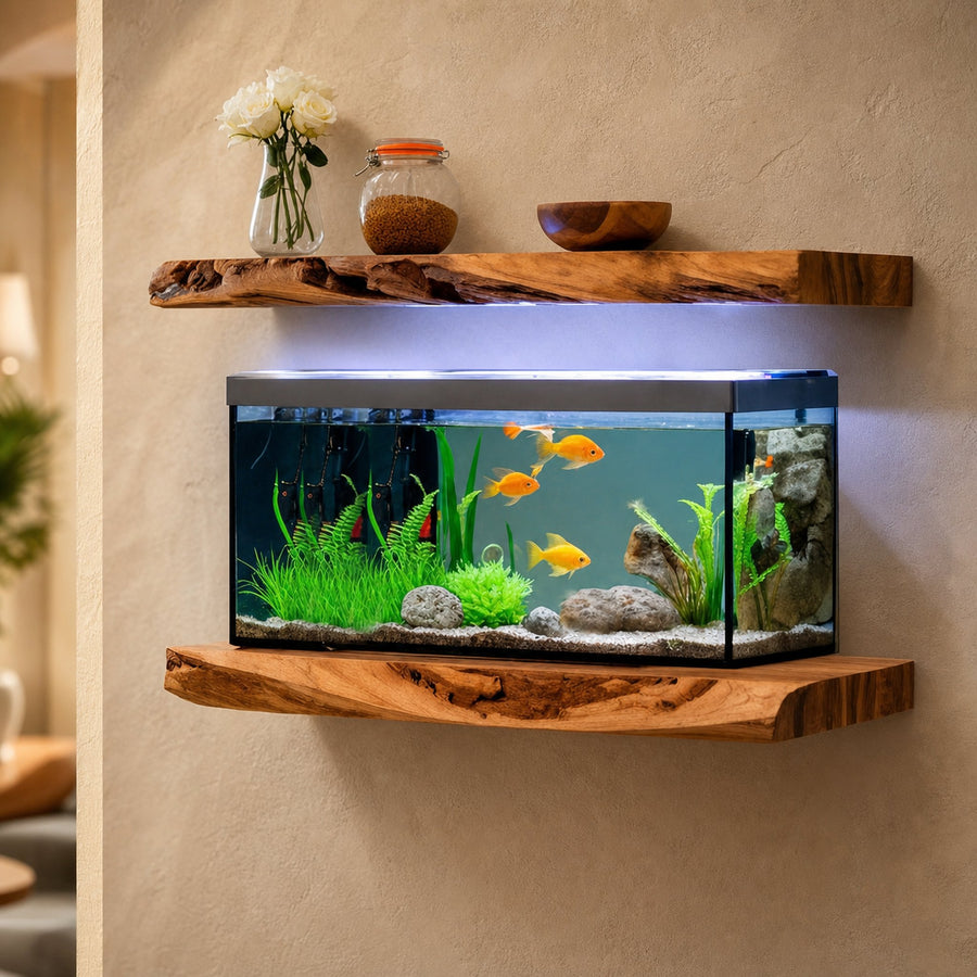 Cozy Living Room Rustic Floating Shelf For Aquarium