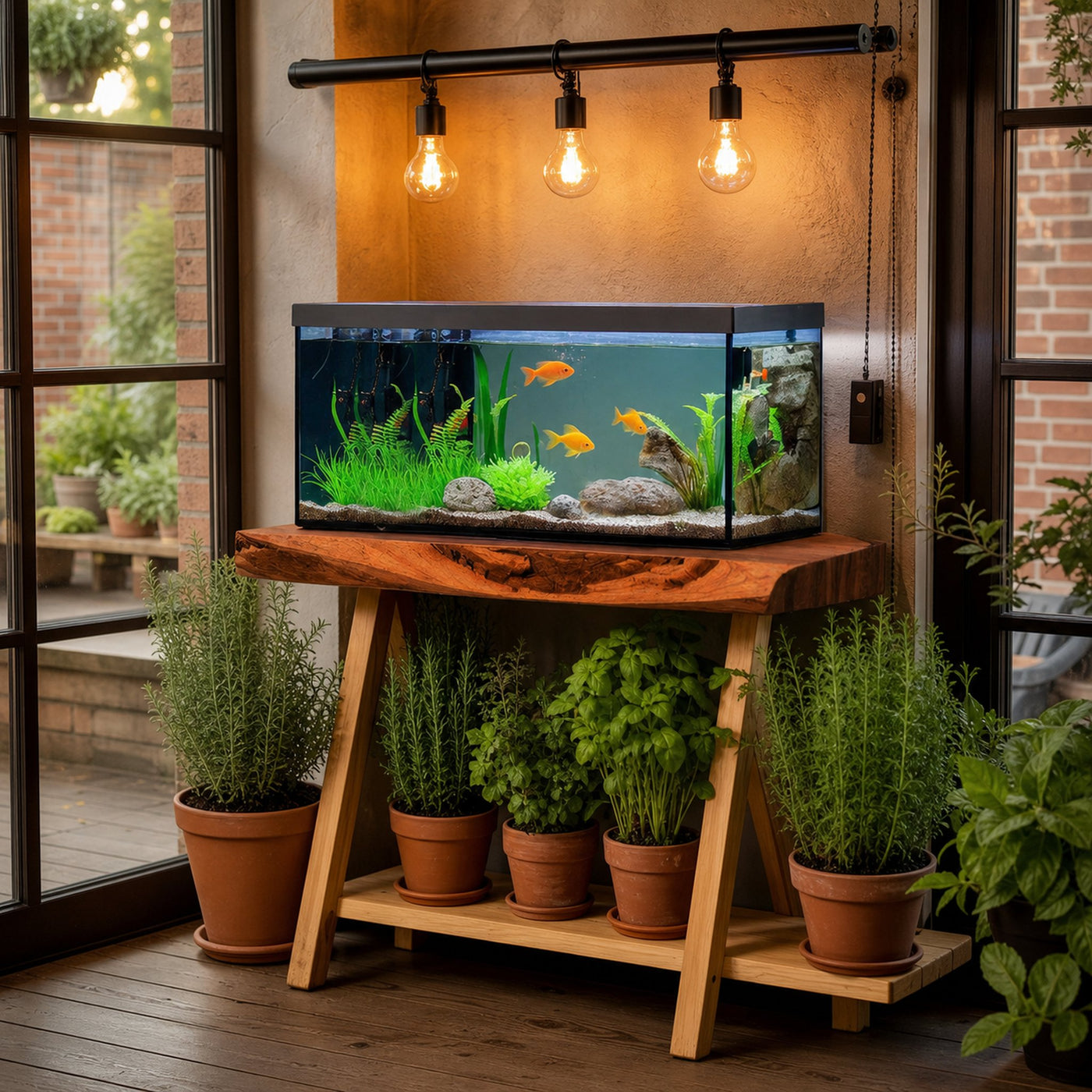 Cozy Living Room Rustic Floating Shelf For Aquarium - product view 6