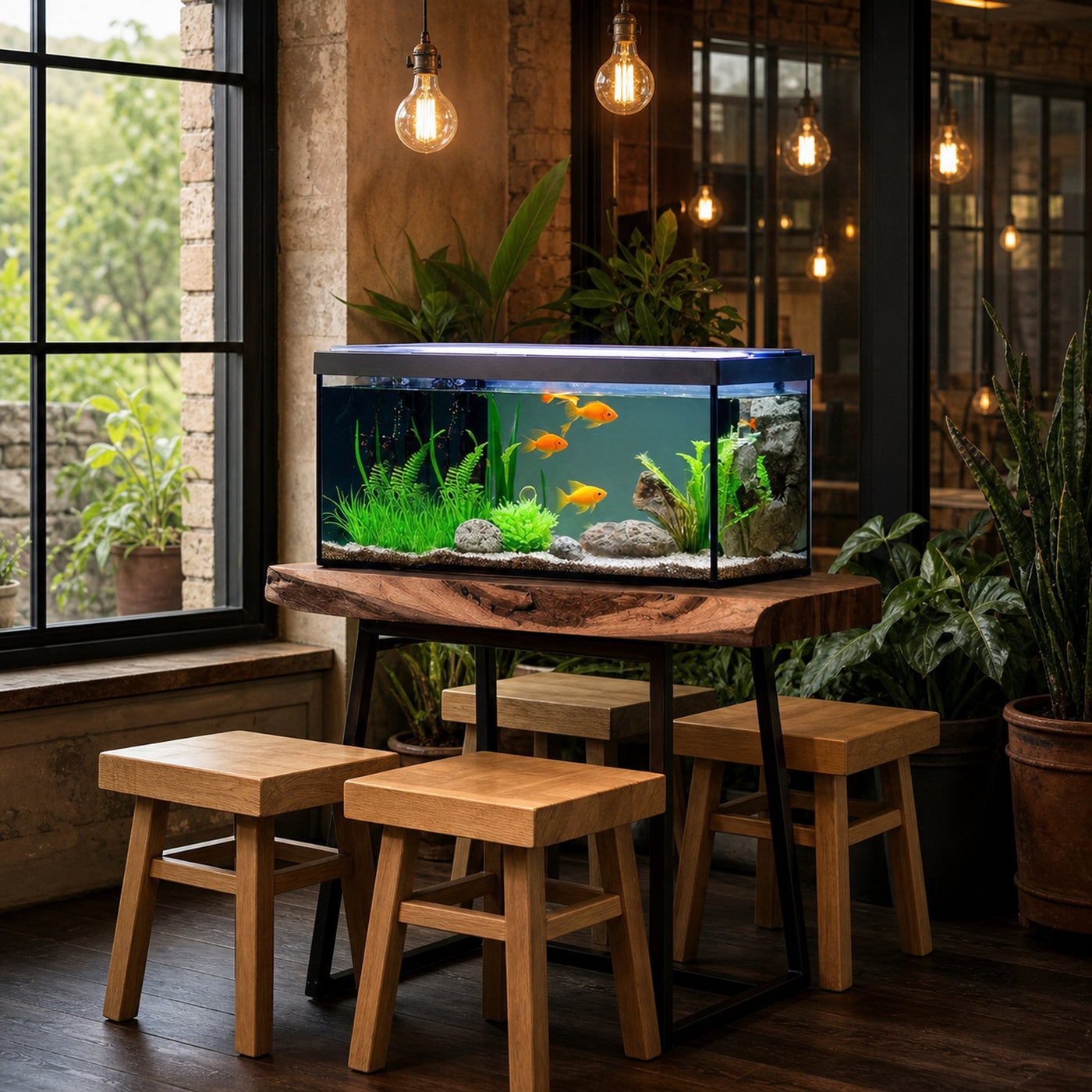 Cozy Living Room Rustic Floating Shelf For Aquarium - product view 7