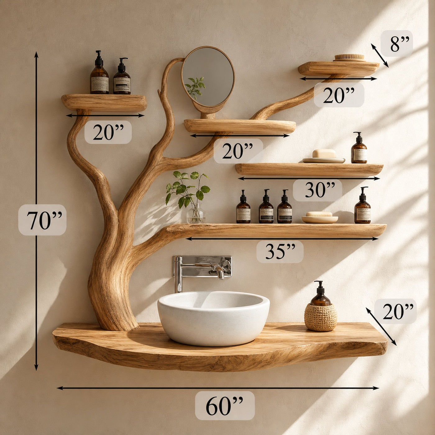 Custom Rustic Bathroom Vanity Sink Shelf Bathroom - product view 6