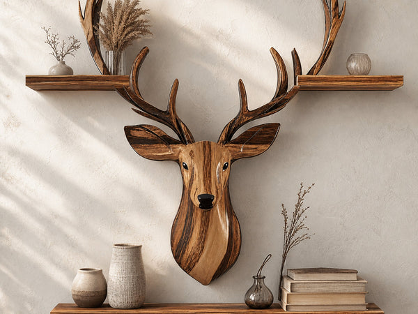Decorative Wooden Deer Wall Shelf For Country Homes