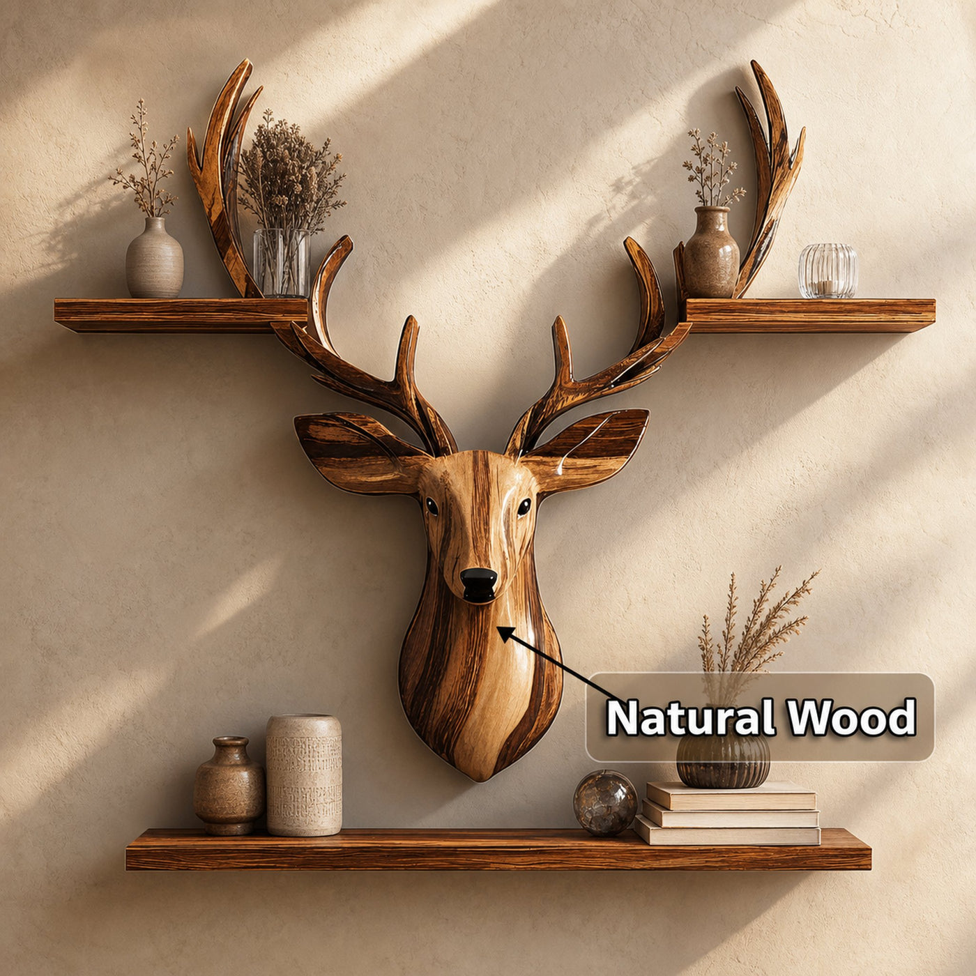 Decorative Wooden Deer Wall Shelf For Country Homes - product view 6