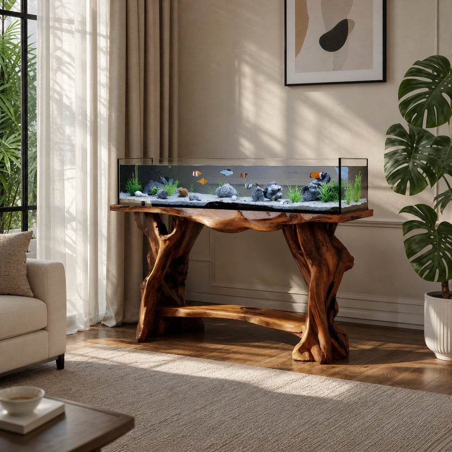 Elegant Coffee Table With Built-in Aquarium Design
