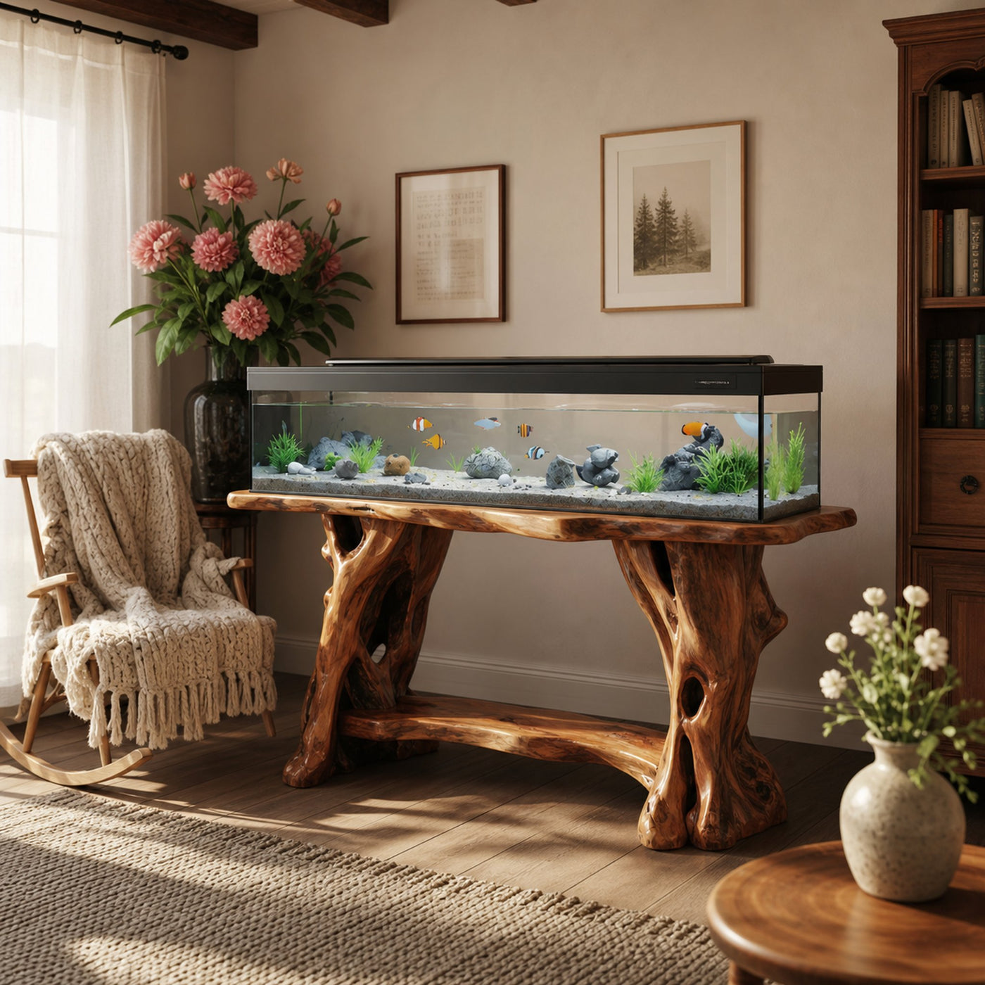 Elegant Coffee Table With Built-in Aquarium Design - product view 6
