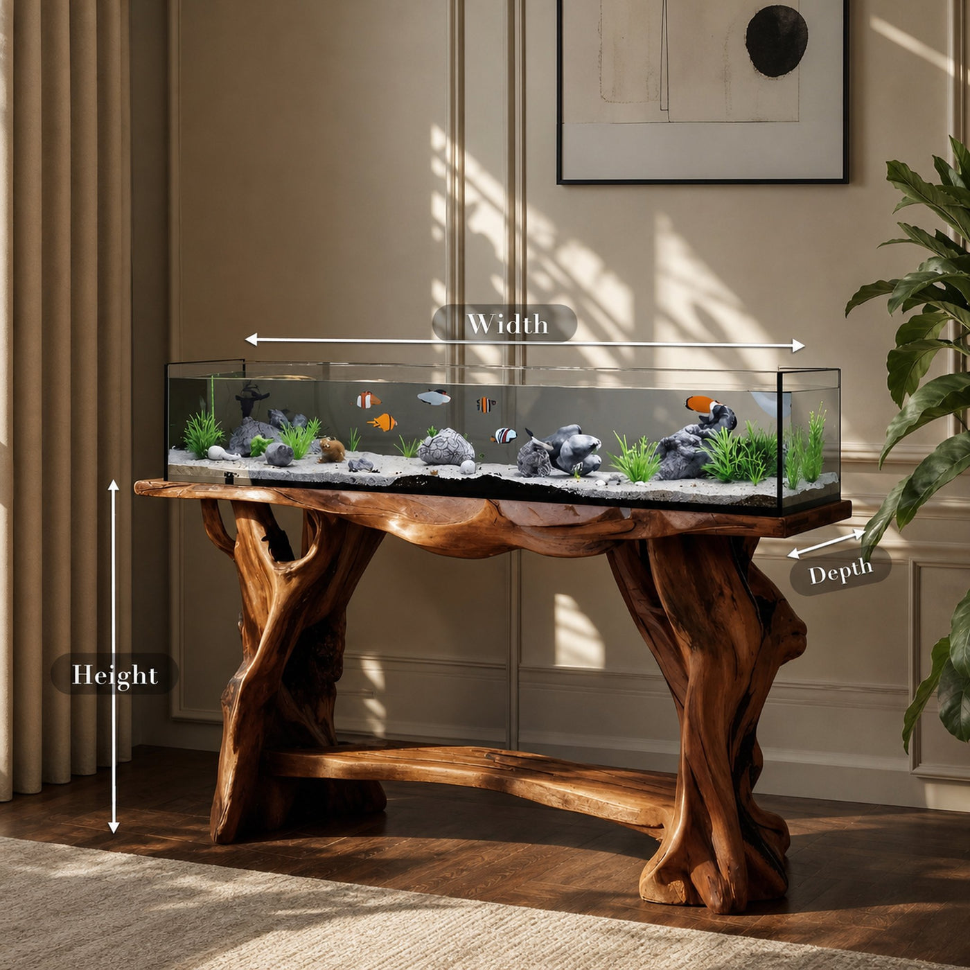Elegant Coffee Table With Built-in Aquarium Design - product view 8