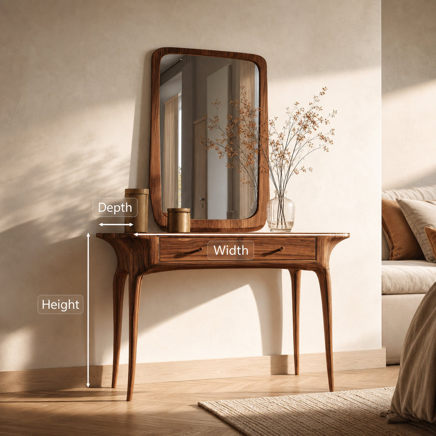 Elegant Handmade Vanity Table With Drawers For Bedroom - product view 8