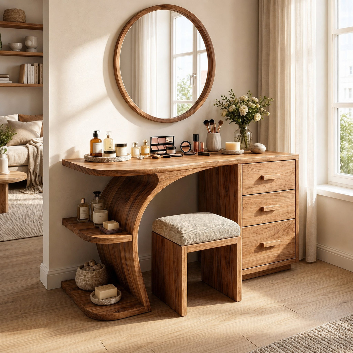 Elegant Makeup Vanity Table Personal Beauty Area Dressing Space - product view 6