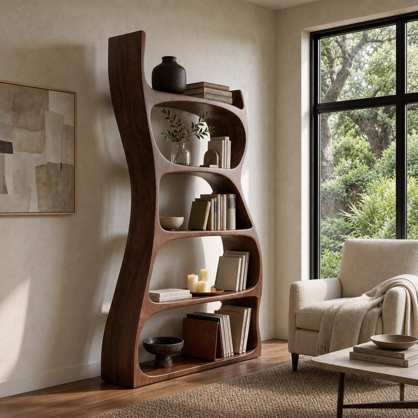 Elegant Natural Wood Standing Shelf For Entryway Display Decor - product view 7