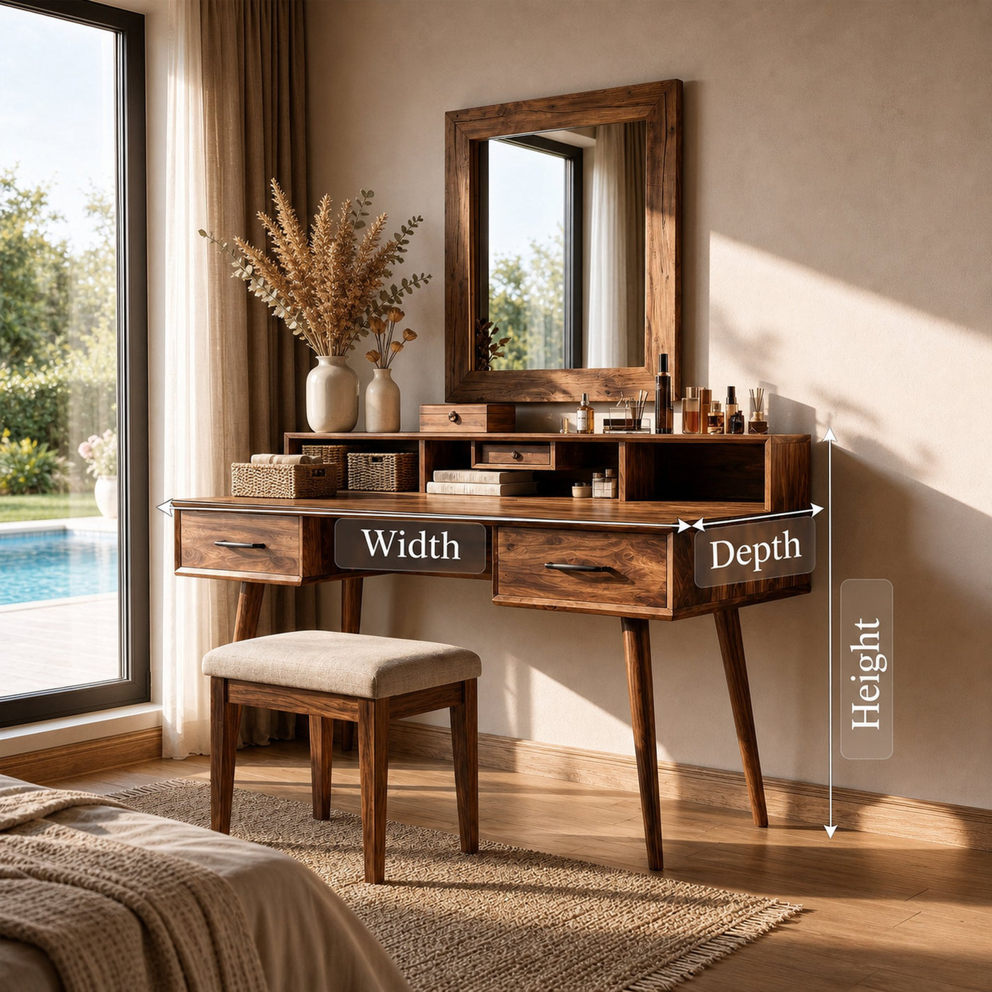 Elegant Vanity Table Bedroom Dressing Area Personal Beauty Space - product view 8