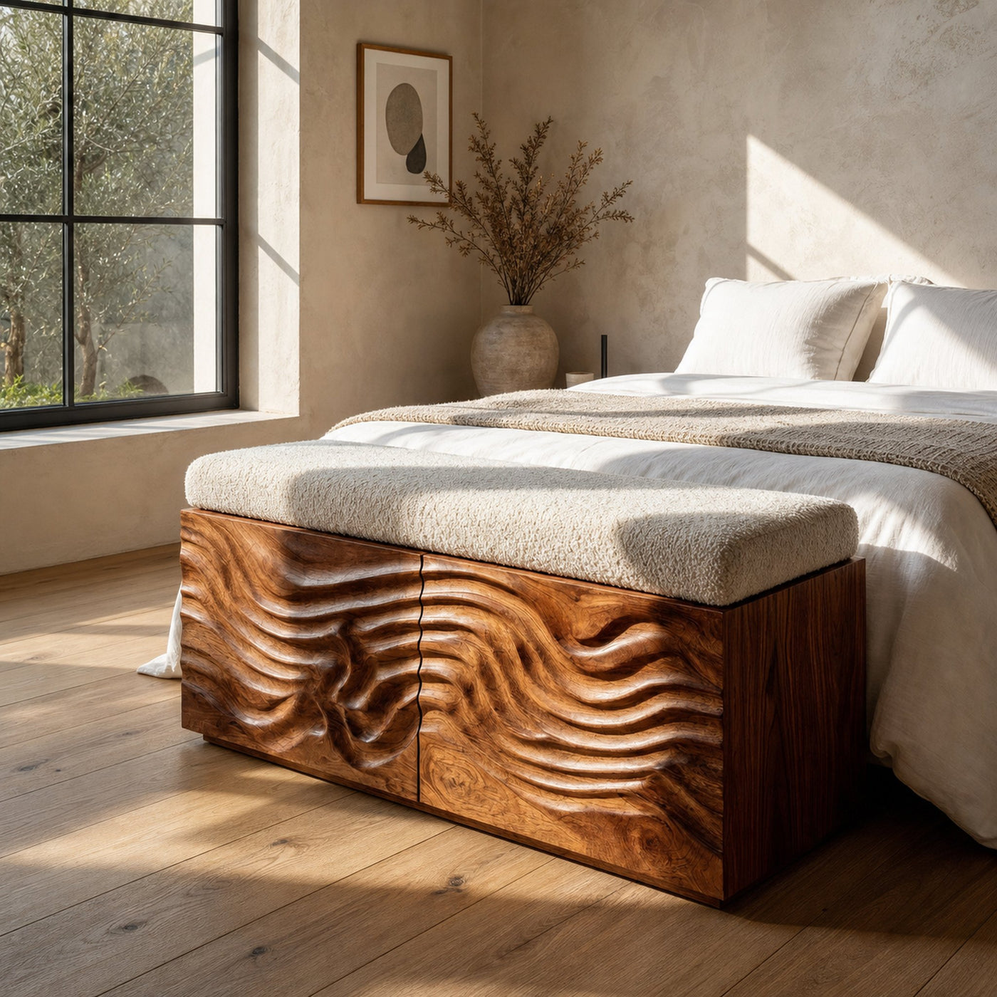 Elegant Wooden Hidden Storage Bench For Bedroom Interior - product view 6