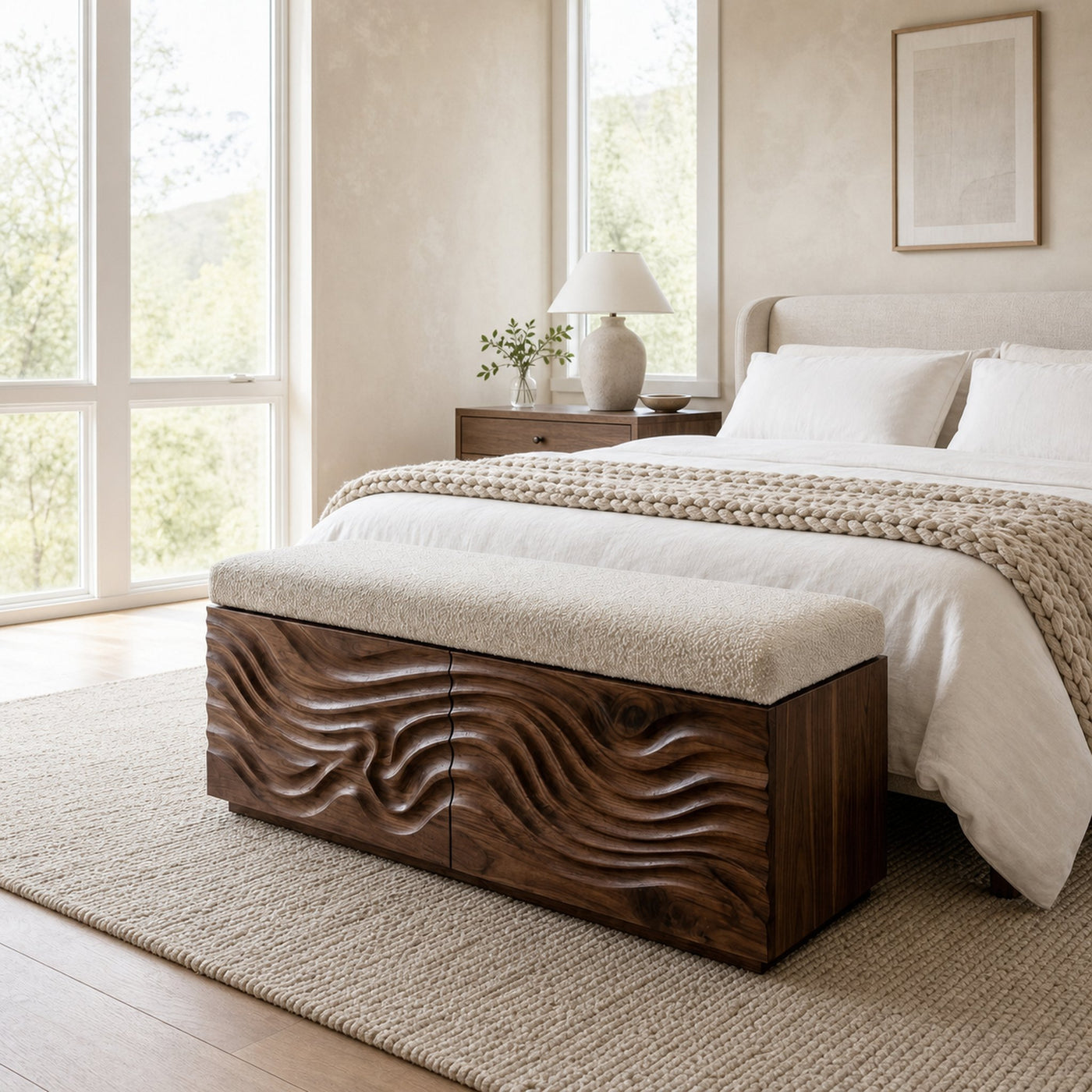 Elegant Wooden Hidden Storage Bench For Bedroom Interior - product view 7