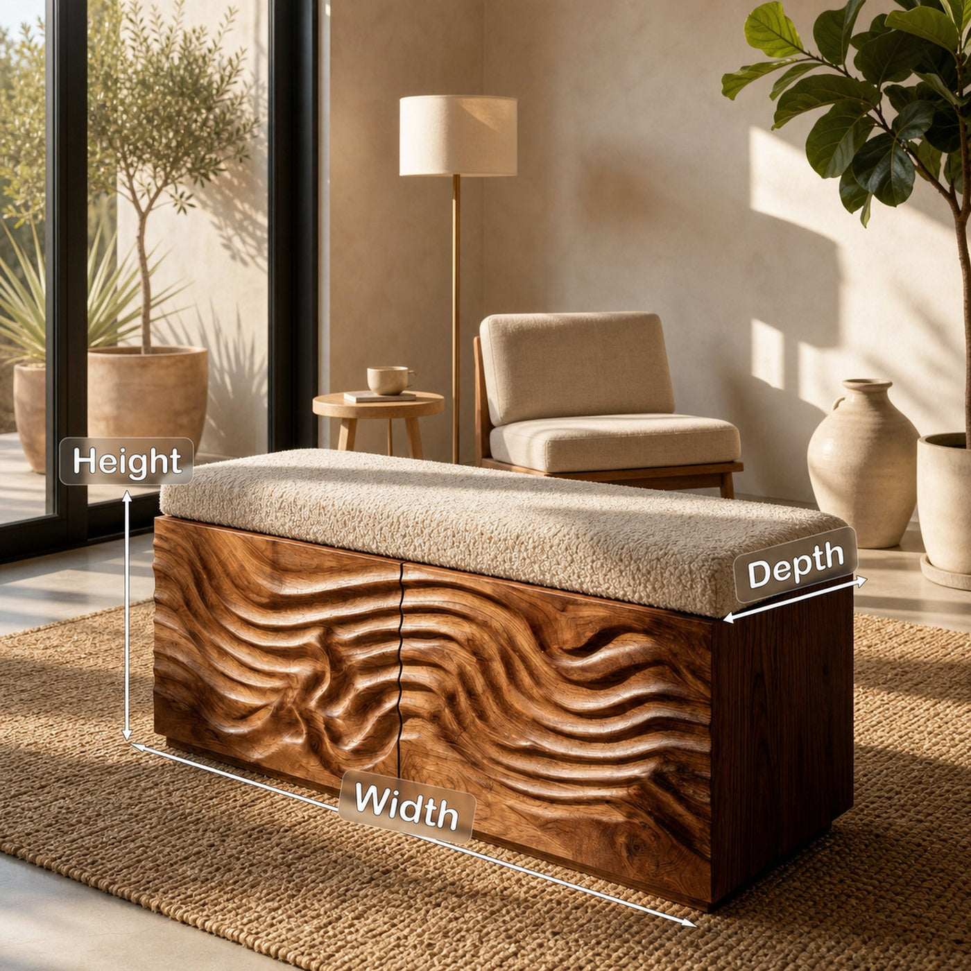 Elegant Wooden Hidden Storage Bench For Bedroom Interior - product view 8