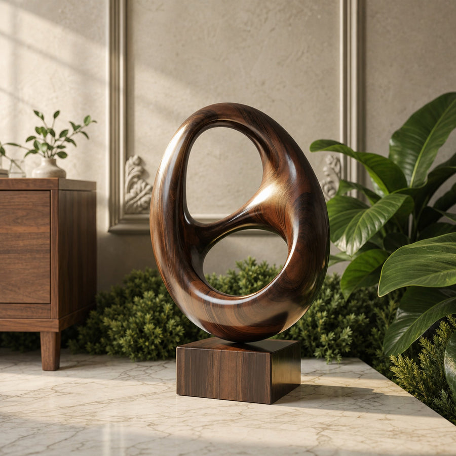 Farmhouse Abstract Wood Garden Sculpture For Yard Decor