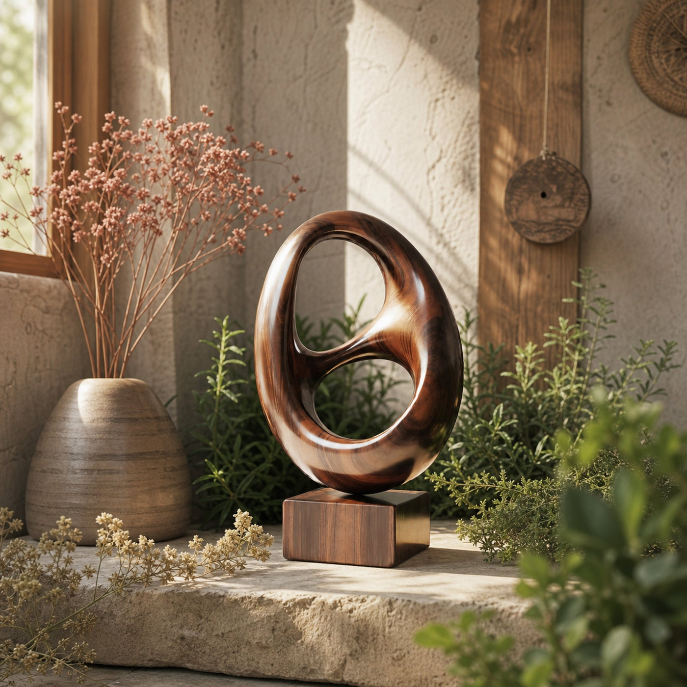 Farmhouse Abstract Wood Garden Sculpture For Yard Decor - product view 6