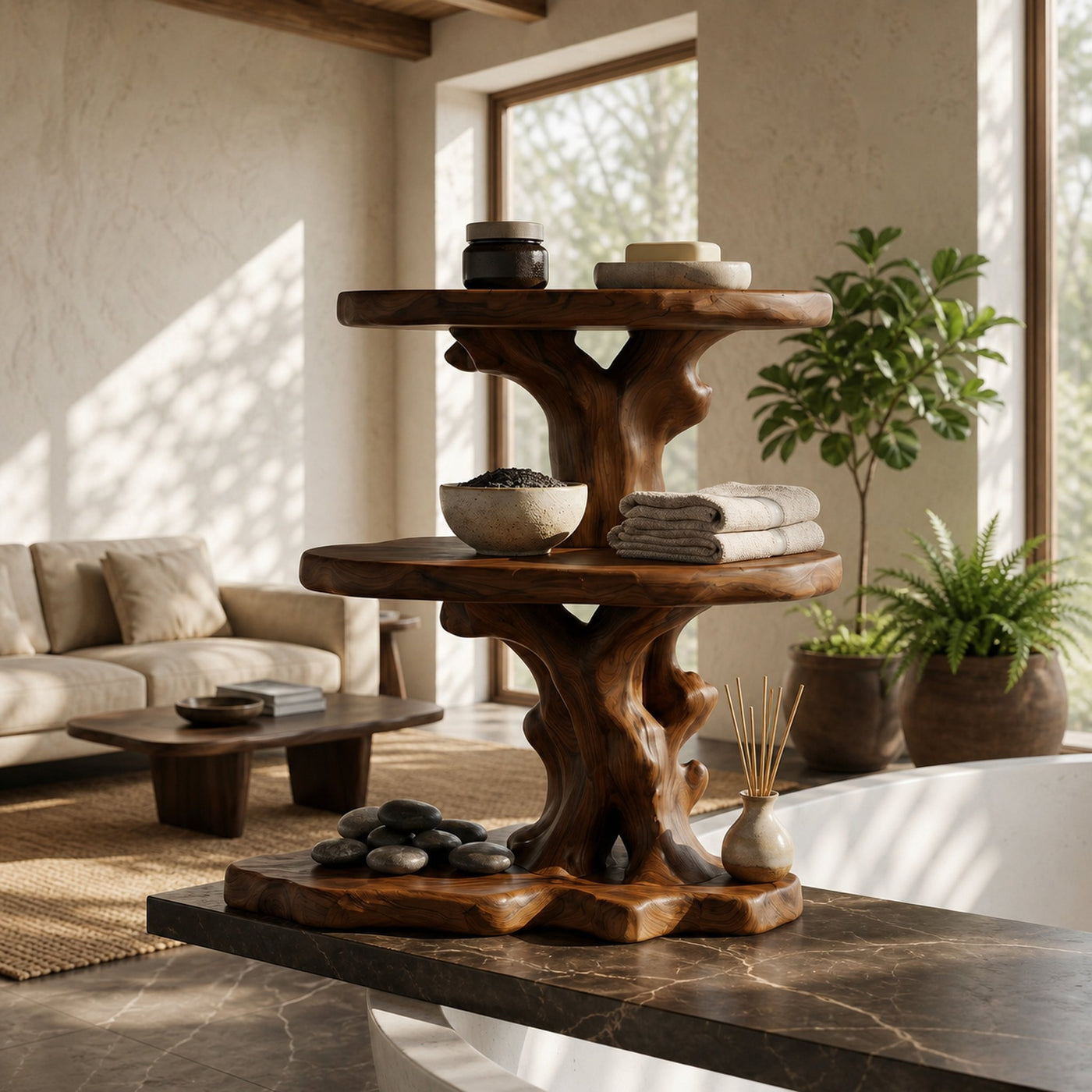 Farmhouse Bathroom Shelf With Tiered Display Storage For Bathroom - product view 6