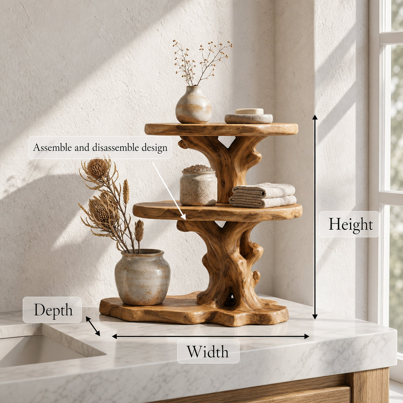 Farmhouse Bathroom Shelf With Tiered Display Storage For Bathroom - product view 8