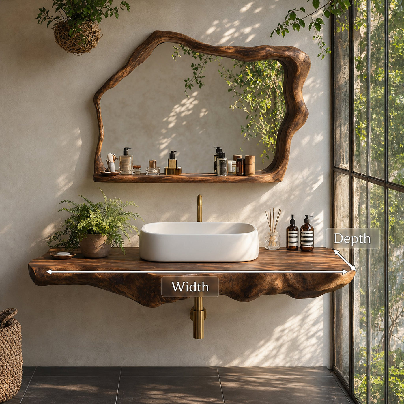 Farmhouse Bathroom Vanity In Solid Oak Wood Style - product view 8