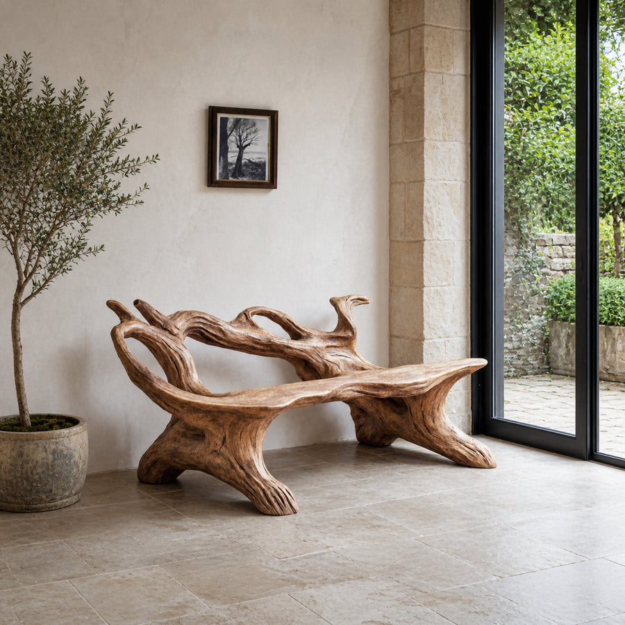 Farmhouse Branch Bench For Comfortable Living Room Seating