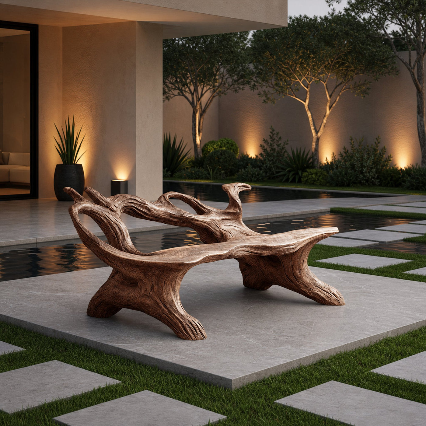 Farmhouse Branch Bench For Comfortable Living Room Seating - product view 7