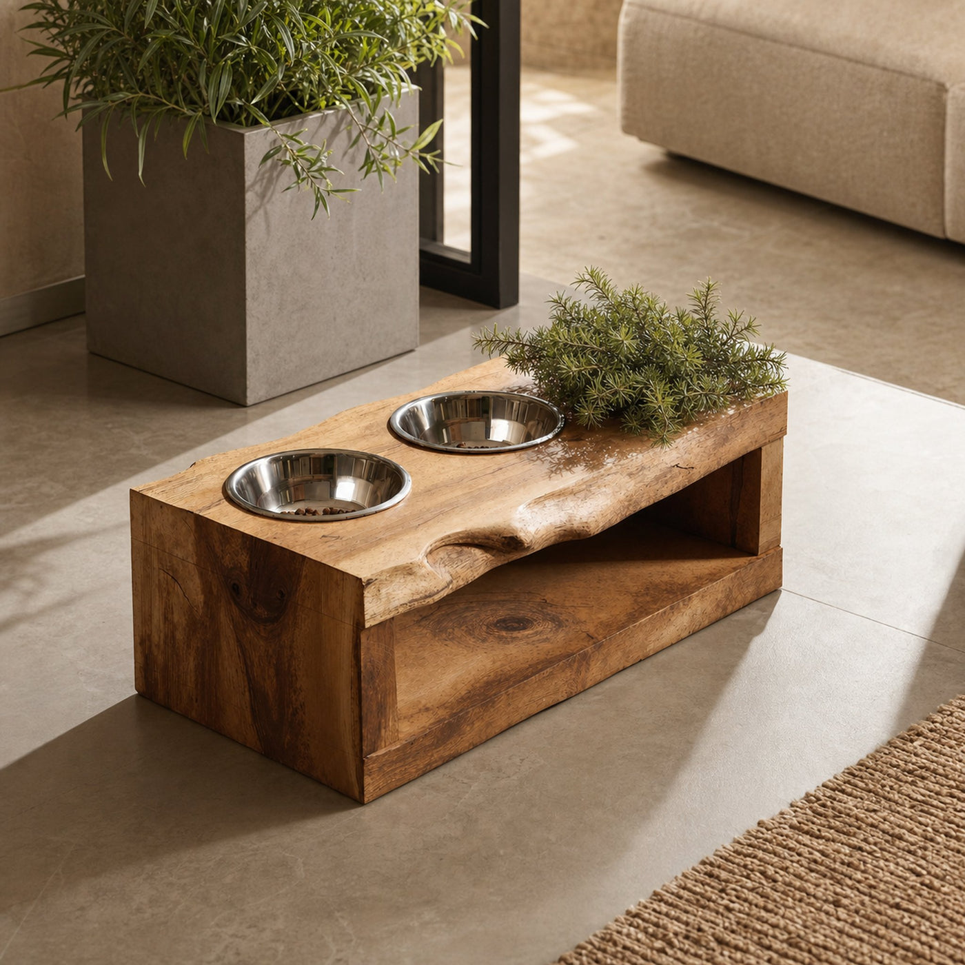 Farmhouse Dog Feeding Stand Rustic Dog Space