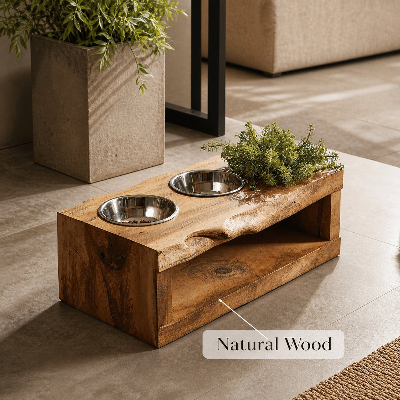 Farmhouse Dog Feeding Stand Rustic Dog Space - product view 6