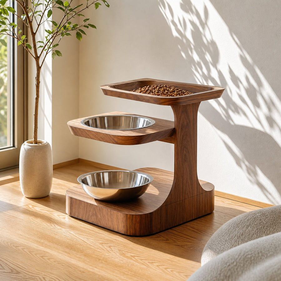 Farmhouse Feeding Stand For Dog Food Bowl Storage