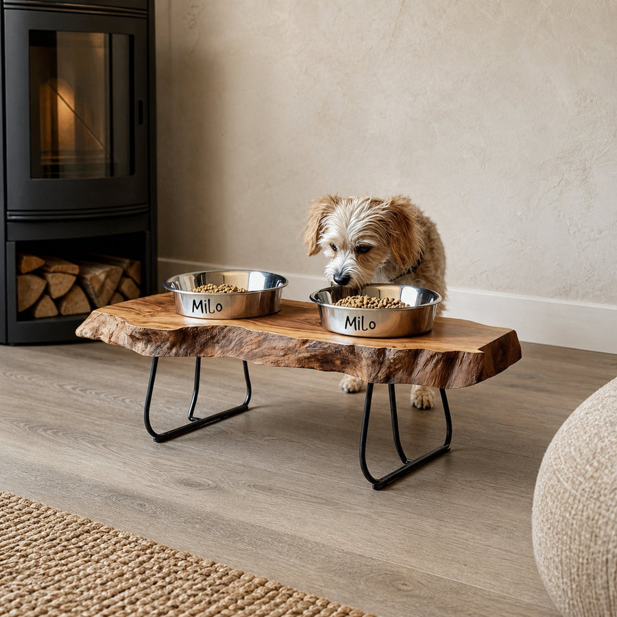 Farmhouse Feeding Stand With Bowl For Small Dogs