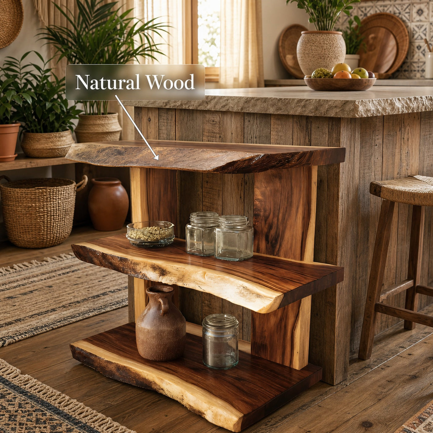 Farmhouse Handmade Spice Shelf For Kitchen Storage And Rustic Wall Decor - product view 6