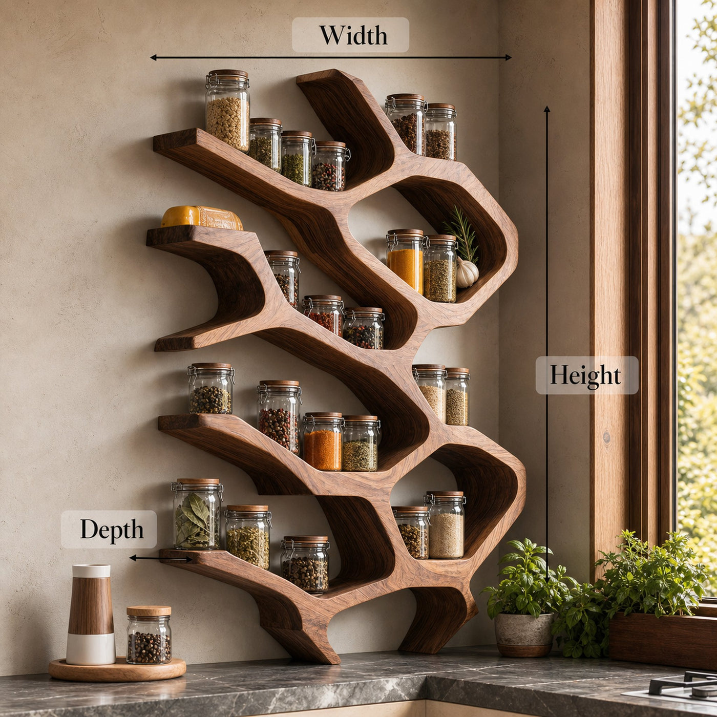 Farmhouse Kitchen Furniture With Wooden Spice Organizer - product view 6