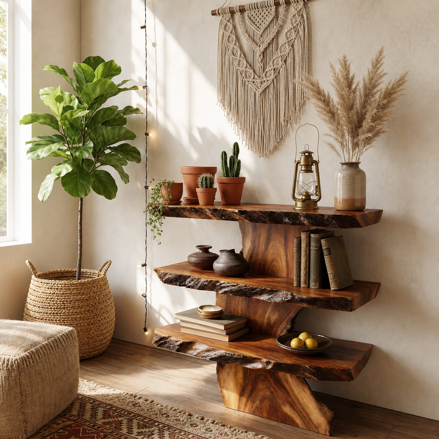 Farmhouse Large Display Shelf For Entryway Storage And Rustic Decor