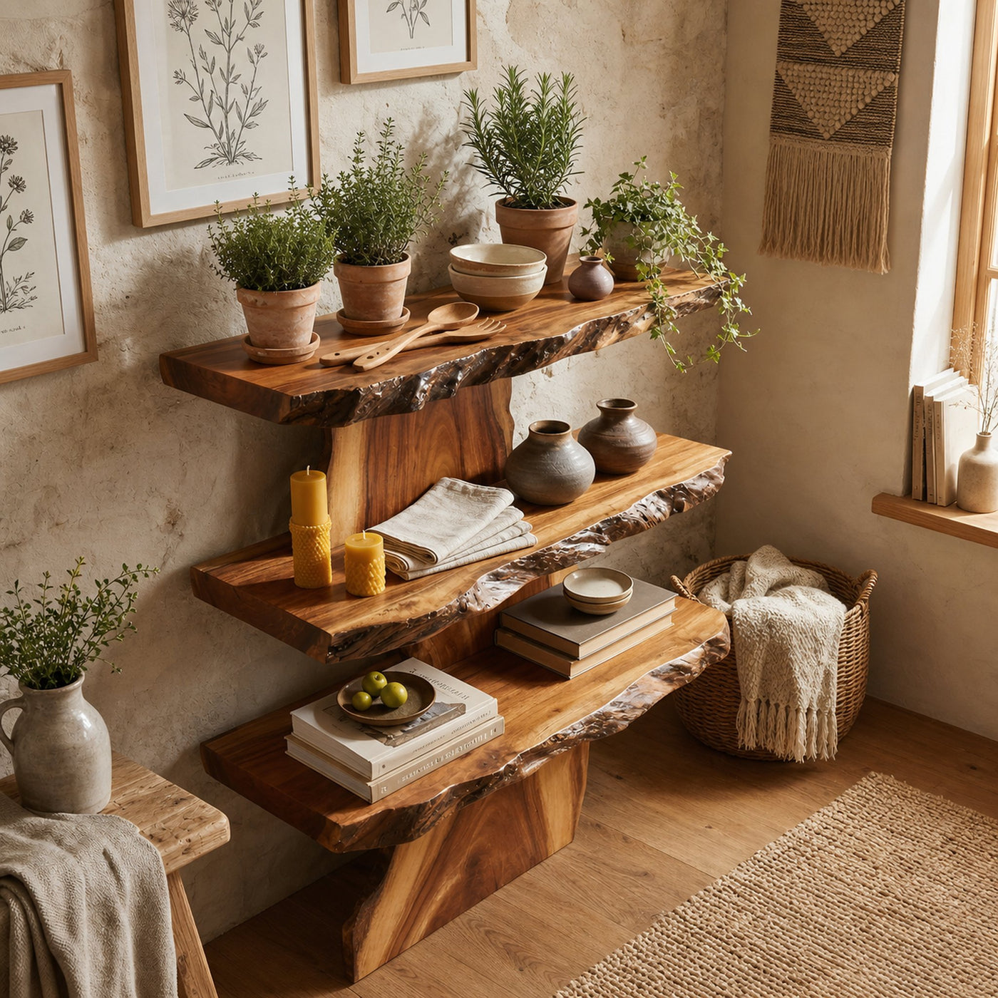 Farmhouse Large Display Shelf For Entryway Storage And Rustic Decor - product view 6