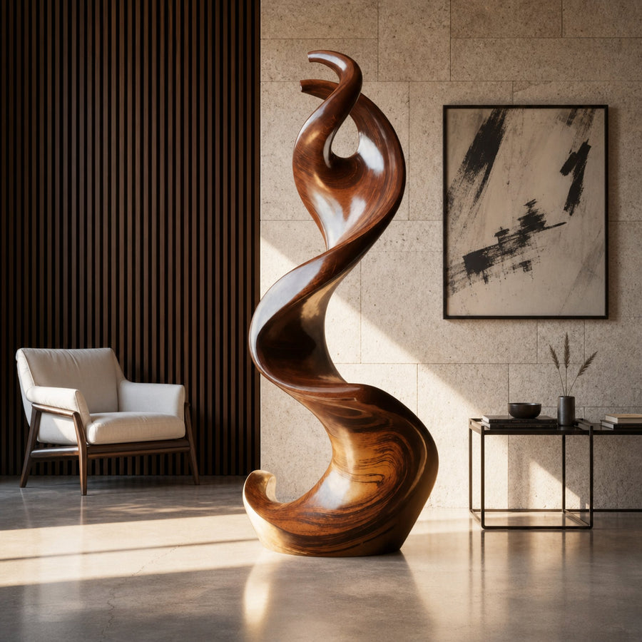 Farmhouse Large Twisted Spiral Floor Art For Living Room