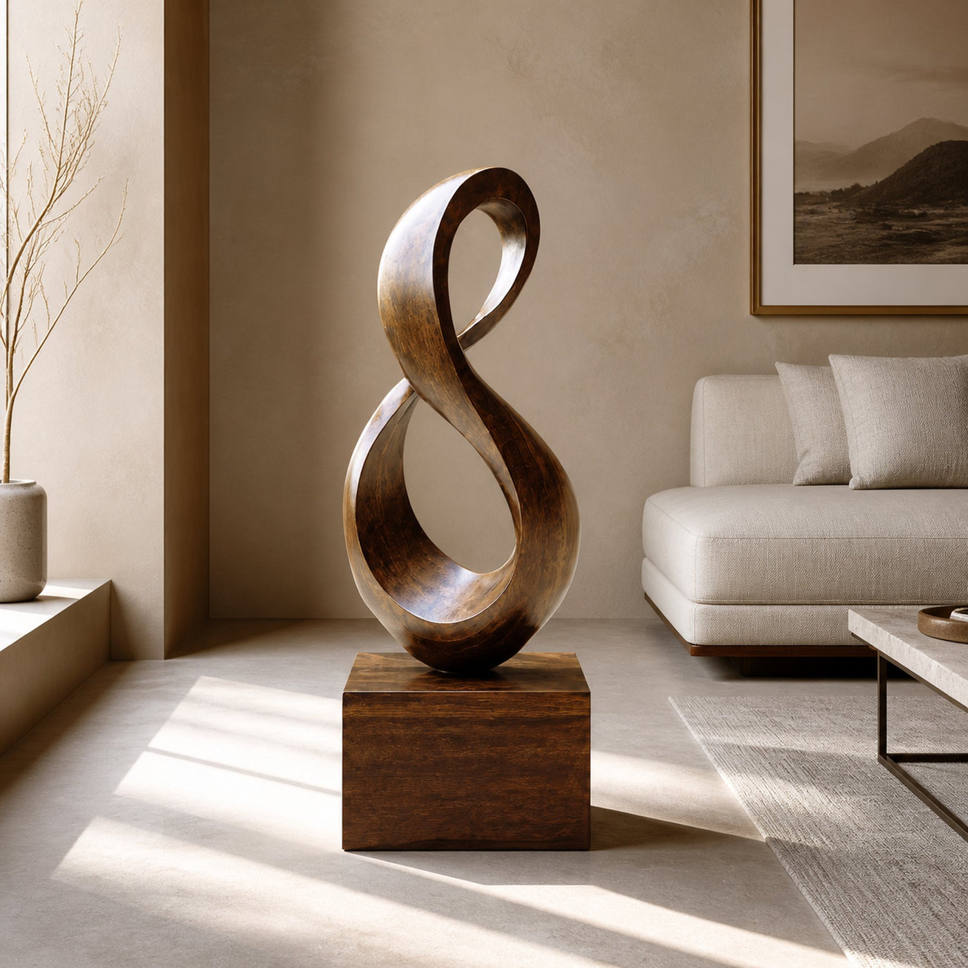 Farmhouse Large Wooden Sculpture For Living Room Accent - product view 6