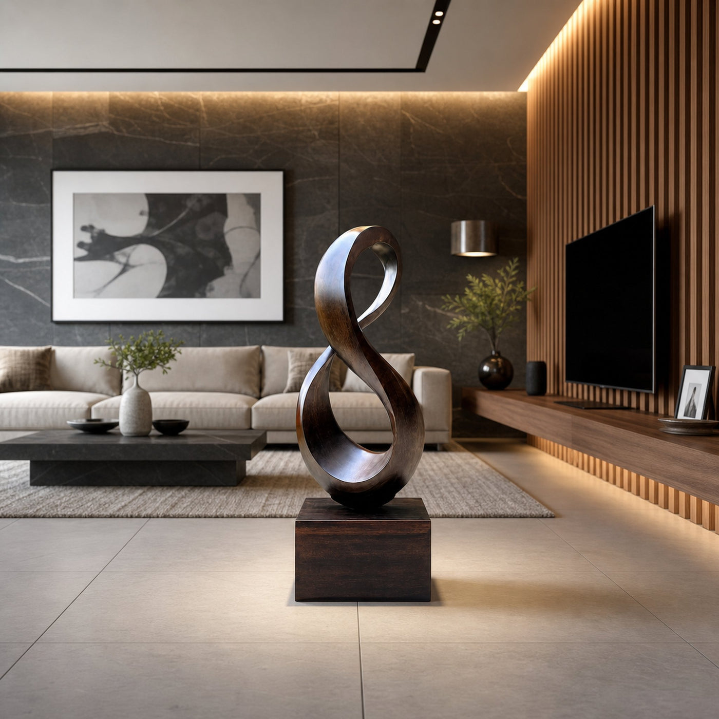 Farmhouse Large Wooden Sculpture For Living Room Accent - product view 7