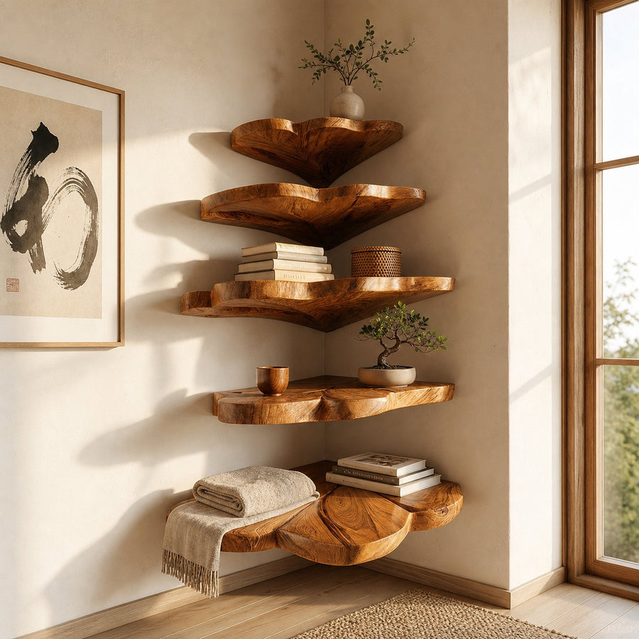 Farmhouse Leaf Wall Shelf Bathroom Wall Storage Organizer
