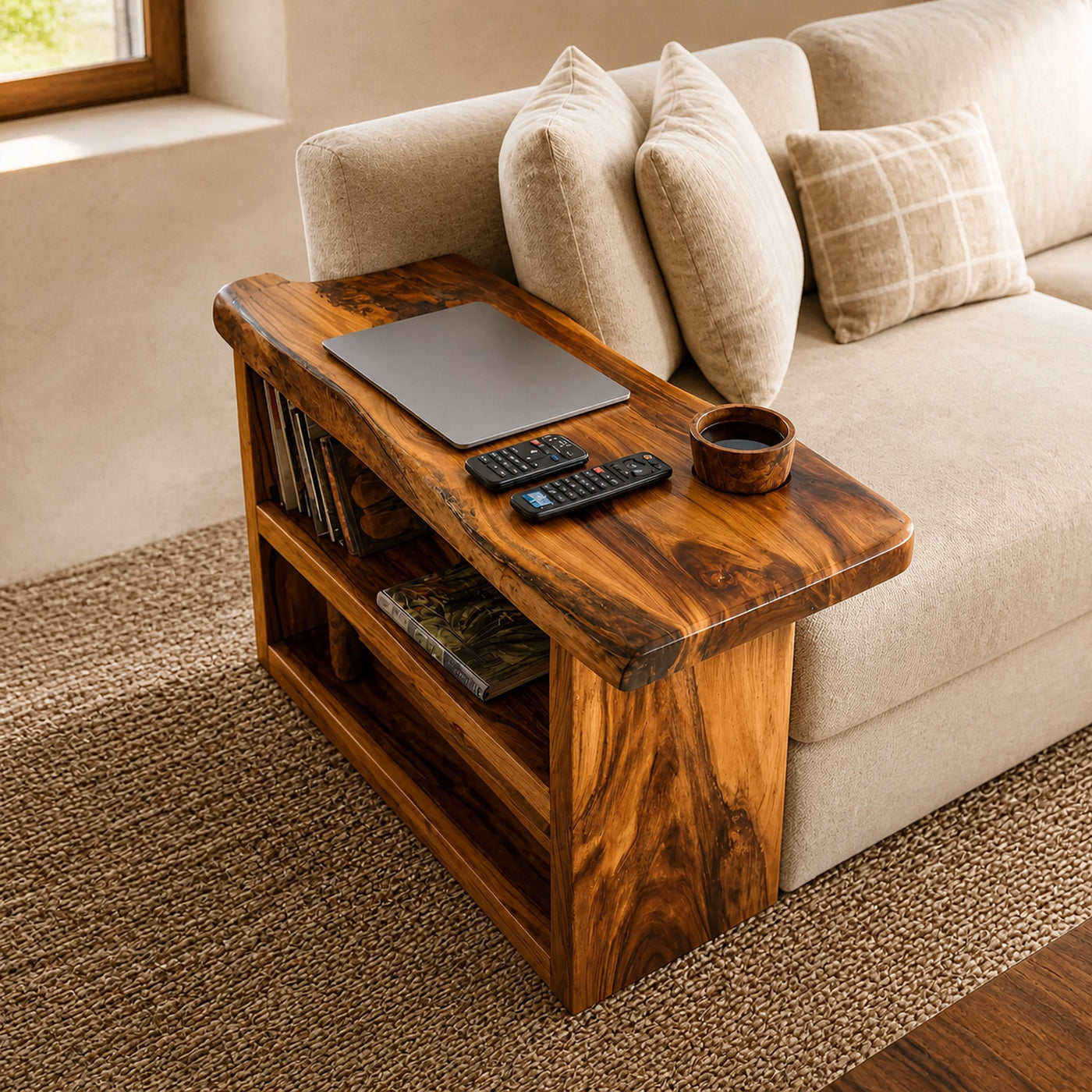Farmhouse Live Edge Armrest For Sofa Decor Accent