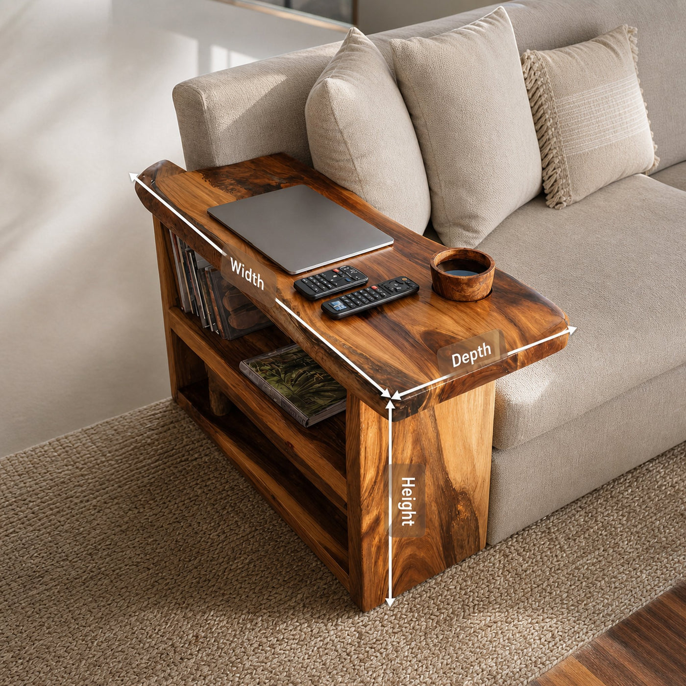 Farmhouse Live Edge Armrest For Sofa Decor Accent - product view 8