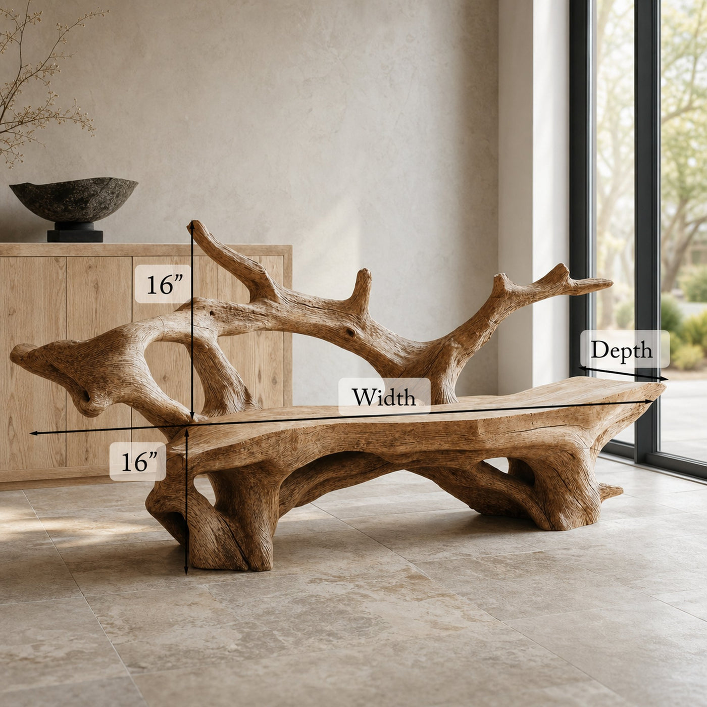 Farmhouse Live Edge Bench Outdoor Decor For Unique Garden Spaces - product view 6