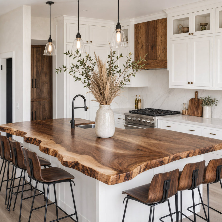 Farmhouse Live Edge Countertop Unique Kitchen Style