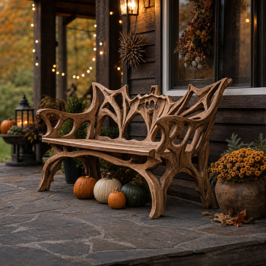 Farmhouse Live Edge Outdoor Bench For Country Style Outdoor Design