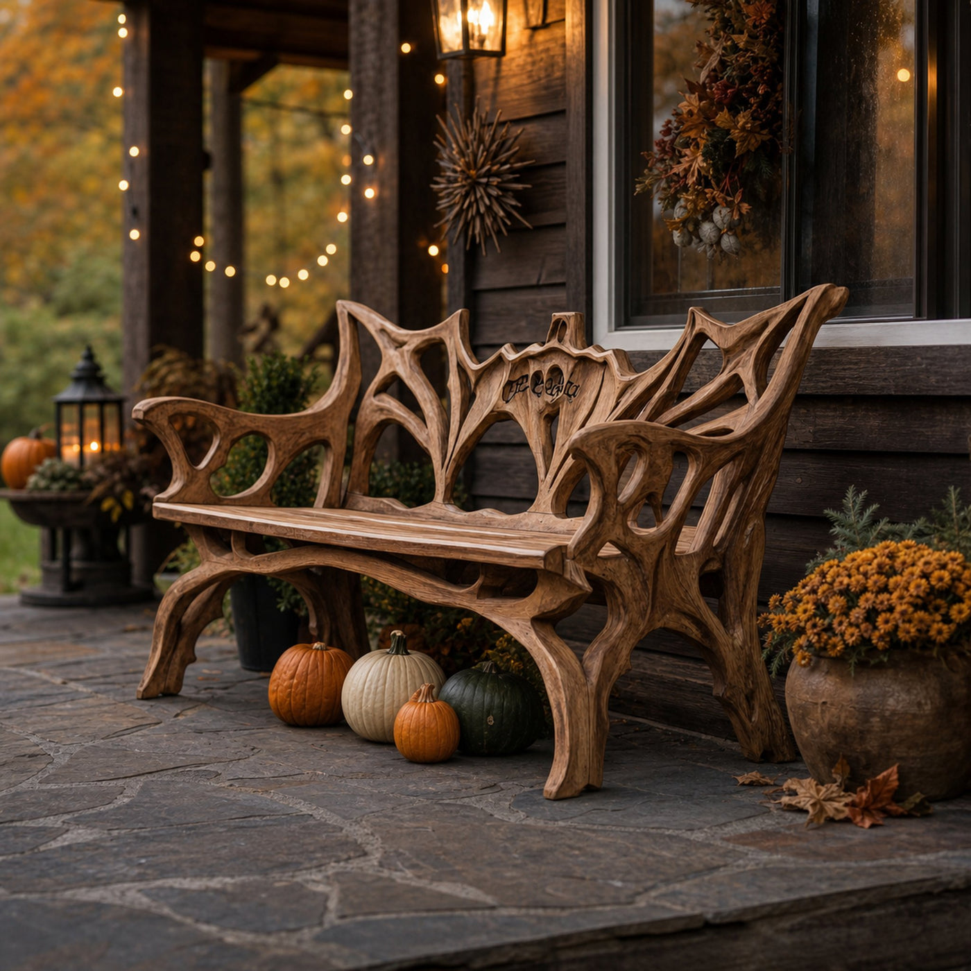 Farmhouse Live Edge Outdoor Bench For Country Style Outdoor Design