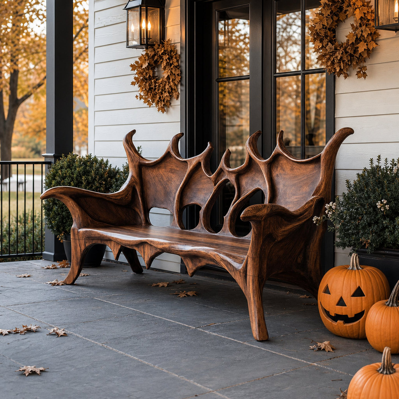 Farmhouse Live Edge Outdoor Bench For Patio And Garden Decor