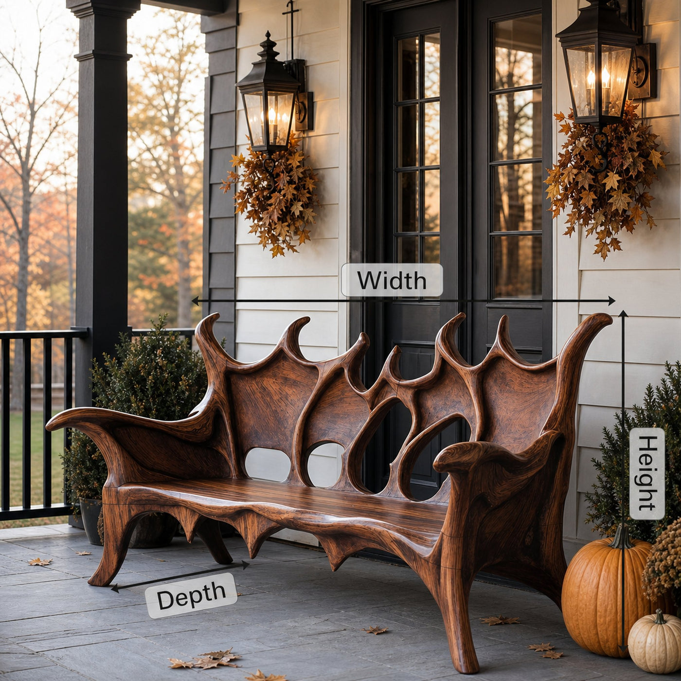 Farmhouse Live Edge Outdoor Bench For Patio And Garden Decor - product view 6