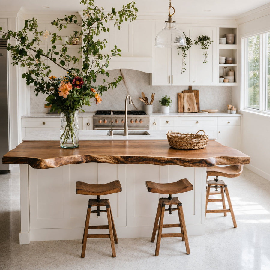Farmhouse Live Edge Tabletop For Dining Room Decor